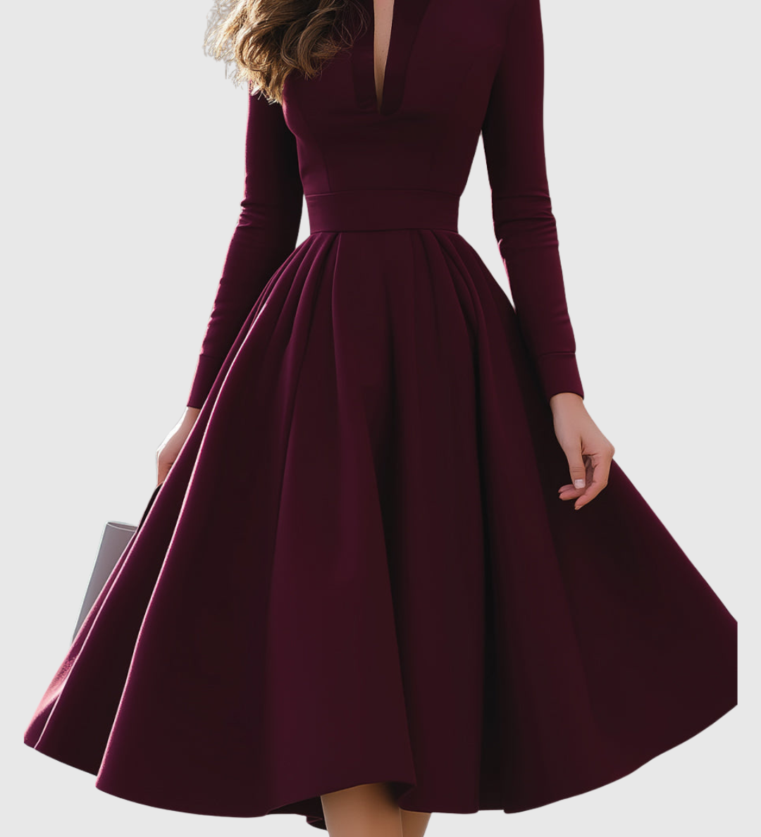 Aline - Midi-Kleid mit V-Ausschnitt