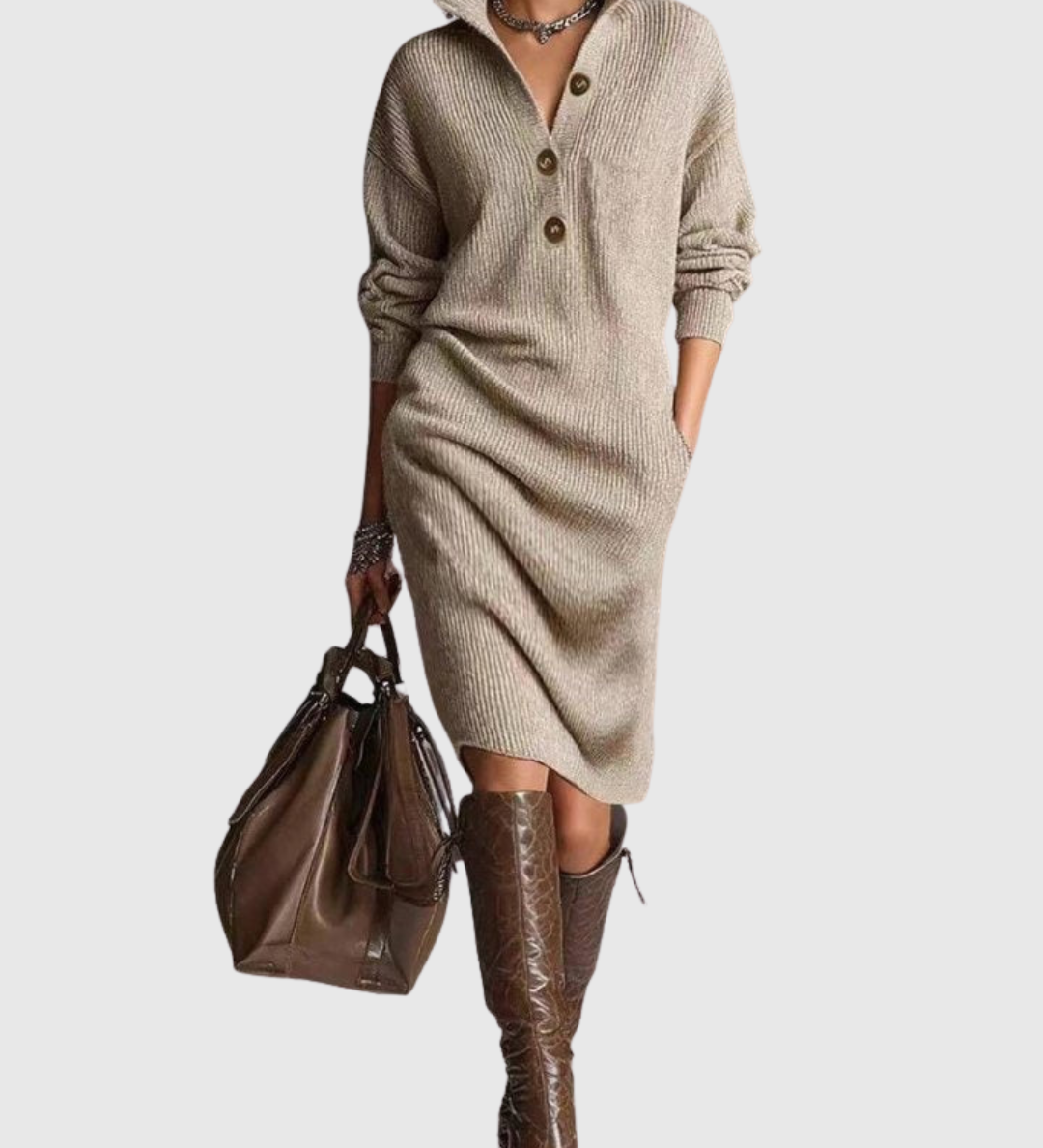 Sandrine - Midi Kleid aus reiner Wolle für den Winter