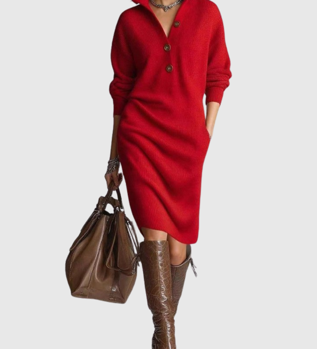 Sandrine - Midi Kleid aus reiner Wolle für den Winter