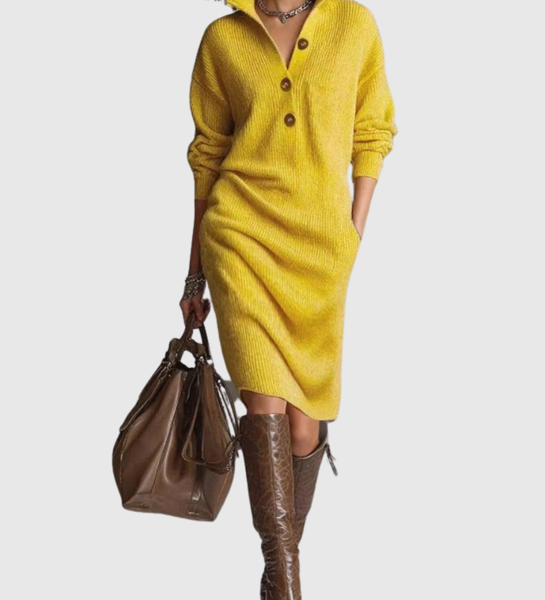 Sandrine - Midi Kleid aus reiner Wolle für den Winter