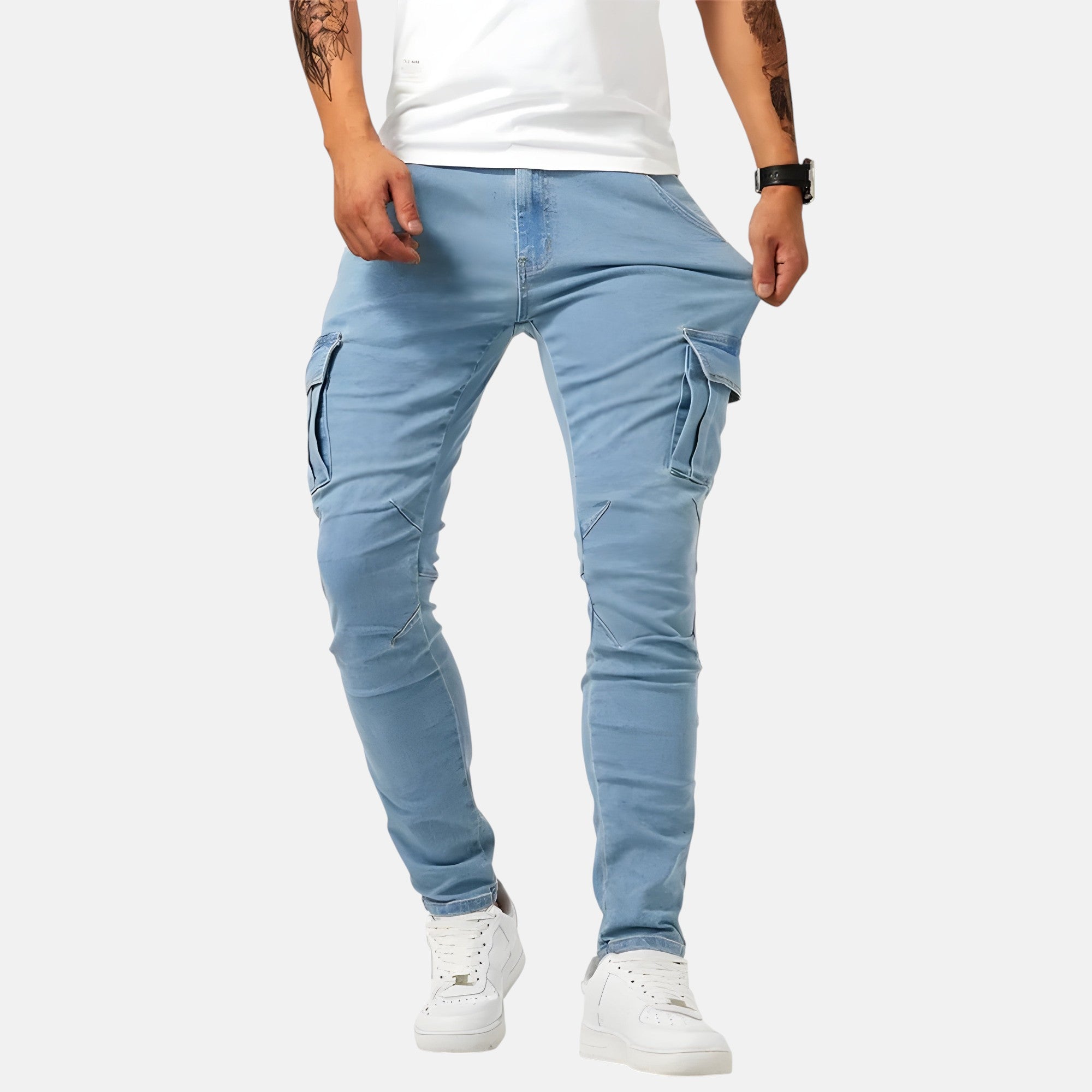 Nico | Elastische Denim Cargo-Hosen