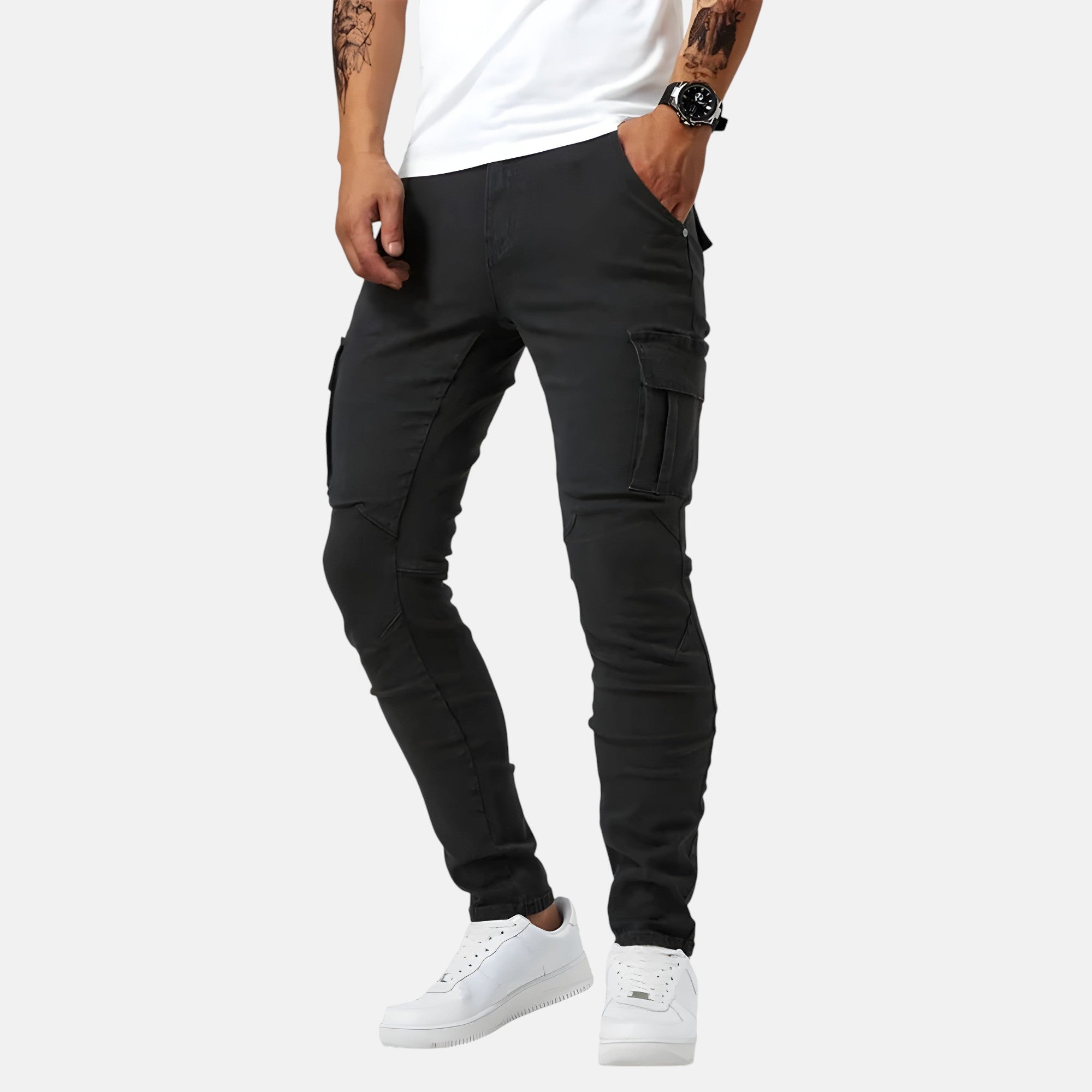 Nico | Elastische Denim Cargo-Hosen